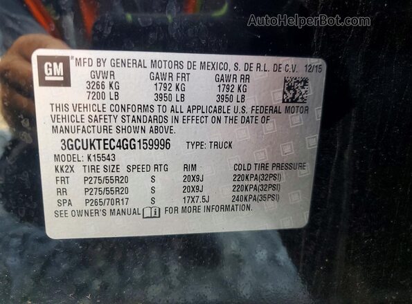 3GCUKTEC4GG159996 2016 CHEVROLET SILVERADO Black Vista del compartimento del motor