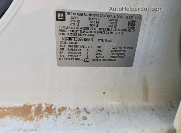 3GCUKTEC5GG155617 2016 CHEVROLET SILVERADO White Vista del compartimento del motor