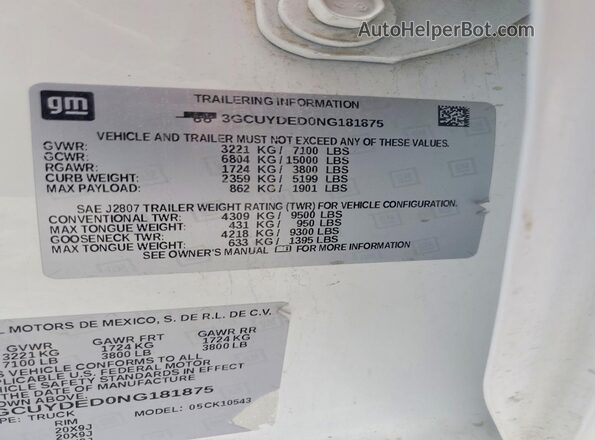 3GCUYDED0NG181875 2022 CHEVROLET SILVERADO White Engine compartment view