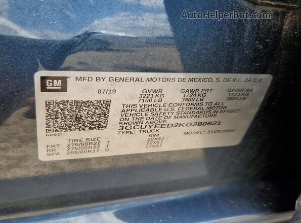 3GCUYEED2KG280621 2019 CHEVROLET SILVERADO Green Widok komory silnika