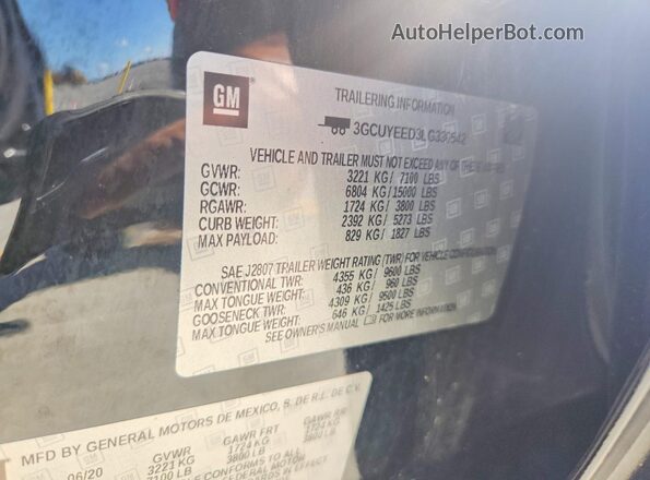 3GCUYEED3LG330542 2020 CHEVROLET SILVERADO Black Շարժիչի բաժամունքի տեսք
