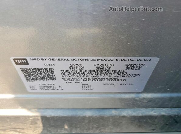 3GKALMEG1RL378910 2024 GMC TERRAIN Silver Widok wnętrza 360 stopni