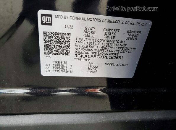 3GKALPEGXPL162651 2023 GMC TERRAIN Black Vista de la etiqueta del VIN