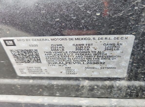 3GKALPEV0LL269832 2020 GMC TERRAIN Gray Engine compartment view