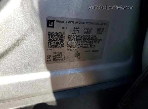 3GKALPEV9KL218716 2019 GMC TERRAIN Silver Widok komory silnika