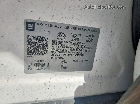 3GKALPEX2LL236168 2020 GMC TERRAIN Белый Вид подкапотного пространства
