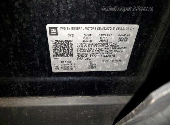 3GKALTEV0LL342576 2020 GMC TERRAIN Black Вид наклейки з VIN-кодом