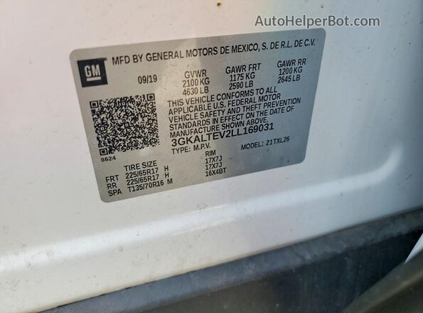 3GKALTEV2LL169031 2020 GMC TERRAIN White Вид підкапотного простору