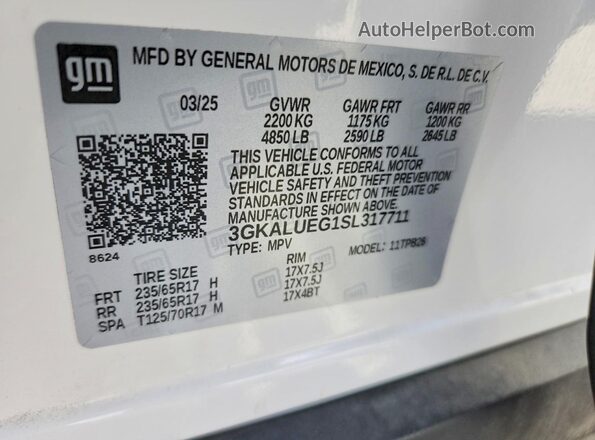 3GKALUEG1SL317711 2025 GMC TERRAIN White Սալոնի 360 աստիճան տեսք