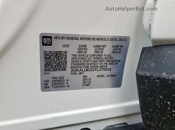 3GKALUEG3TL375014 2026 GMC TERRAIN Белый Панорамный вид салона 360°