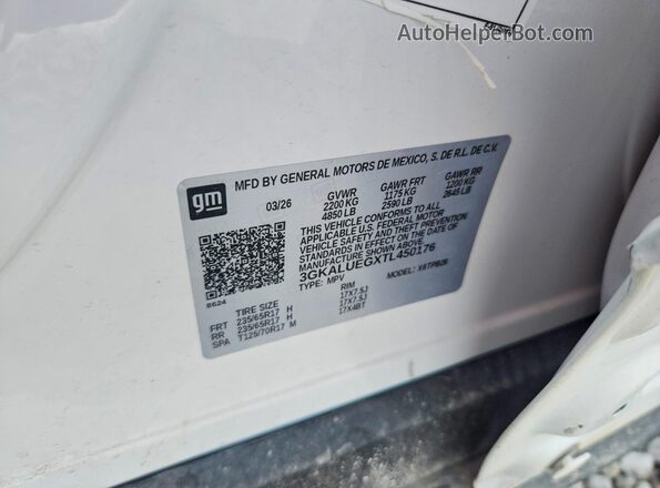 3GKALUEGXTL450176 2026 GMC TERRAIN White Вид наклейки з VIN-кодом