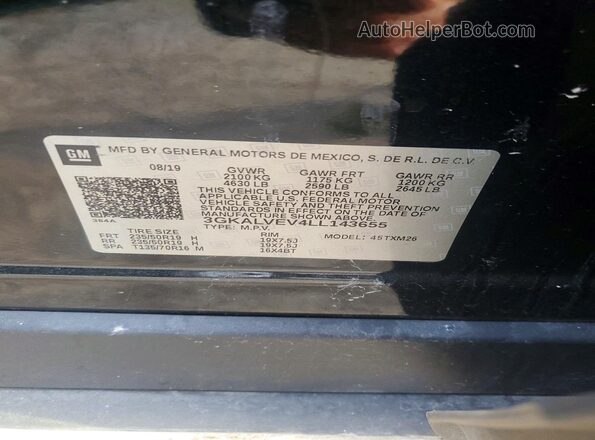 3GKALVEV4LL143655 2020 GMC TERRAIN Black VIN sticker view