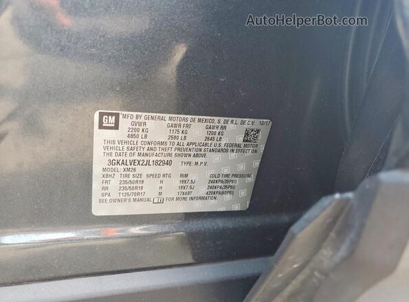 3GKALVEX2JL182940 2018 GMC TERRAIN Серый Вид наклейки с VIN-кодом