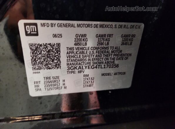 3GKALYEG4TL170356 2026 GMC TERRAIN Black Vista interior de 360 grados