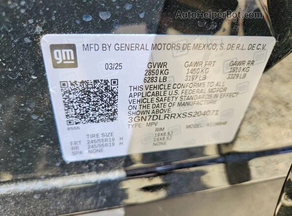 3GN7DLRRXSS204071 2025 CHEVROLET EQUINOX Black Vista interior de 360 grados