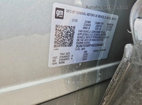 3GN7DSRP4SS260449 2025 CHEVROLET EQUINOX Gray Vista de la etiqueta del VIN