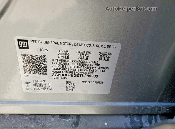 3GNAXHEG0TL288203 2026 CHEVROLET EQUINOX Gray Սալոնի 360 աստիճան տեսք