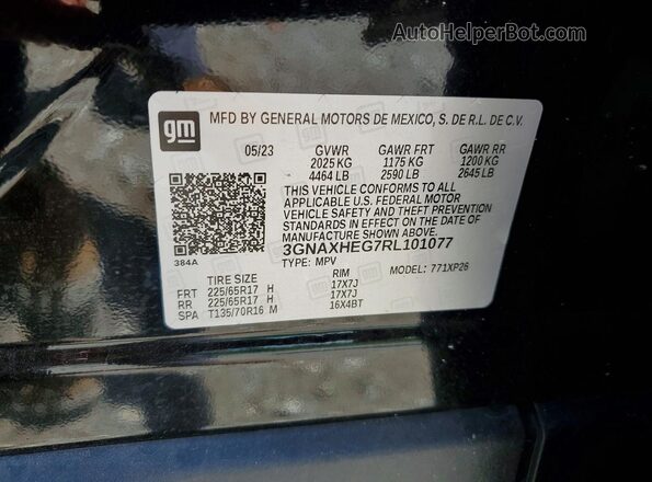 3GNAXHEG7RL101077 2024 CHEVROLET EQUINOX Black VIN კოდის სტიკერის ხედი