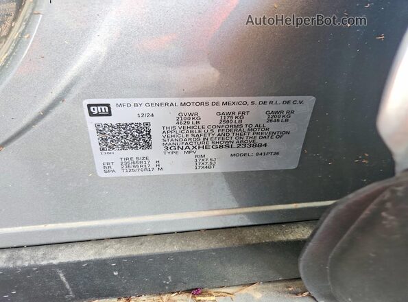 3GNAXHEG8SL233884 2025 CHEVROLET EQUINOX Gray Vista del compartimento del motor
