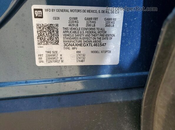 3GNAXHEGXTL461547 2026 CHEVROLET EQUINOX Blue VIN sticker view