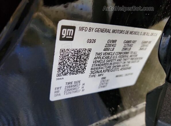 3GNAXPEG3TL456846 2026 CHEVROLET EQUINOX Black Vista de la etiqueta del VIN