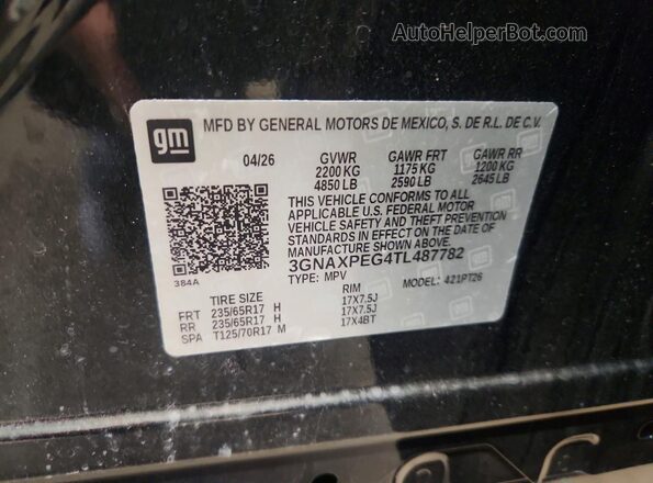 3GNAXPEG4TL487782 2026 CHEVROLET EQUINOX Black Widok wnętrza 360 stopni
