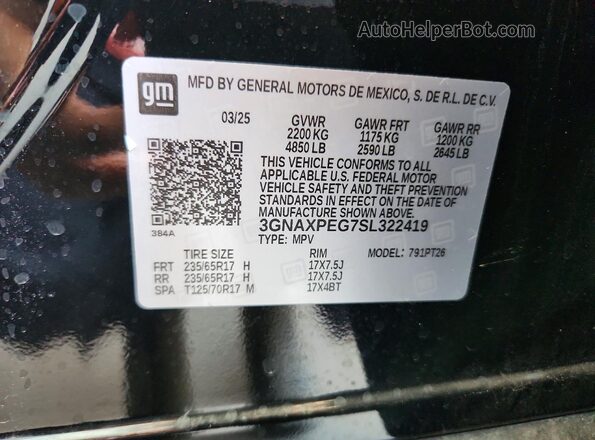 3GNAXPEG7SL322419 2025 CHEVROLET EQUINOX Black Vista del compartimento del motor