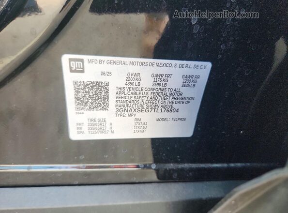 3GNAXSEG7TL176804 2026 CHEVROLET EQUINOX Black 360 interior view