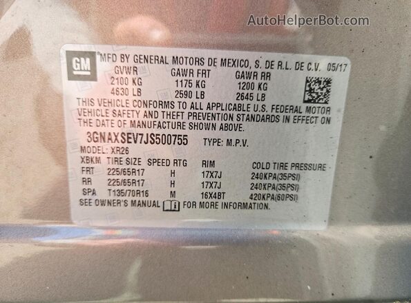 3GNAXSEV7JS500755 2018 CHEVROLET EQUINOX Brown VIN sticker view