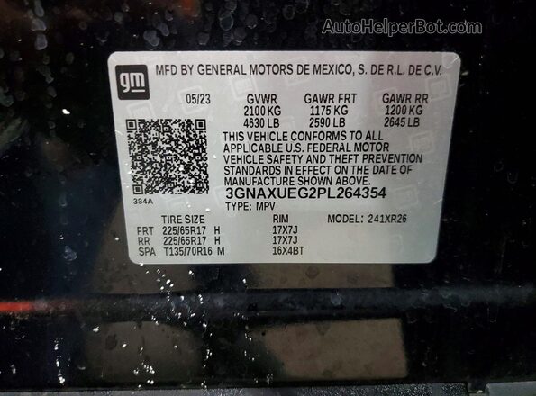 3GNAXUEG2PL264354 2023 CHEVROLET EQUINOX Black ძრავის განყოფილების ხედი
