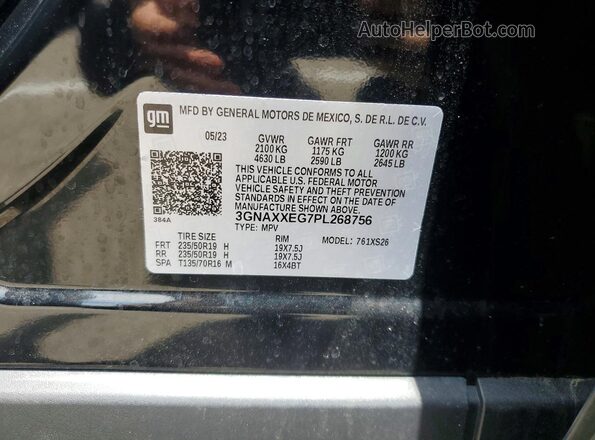 3GNAXXEG7PL268756 2023 CHEVROLET EQUINOX Black Widok naklejki z numerem VIN