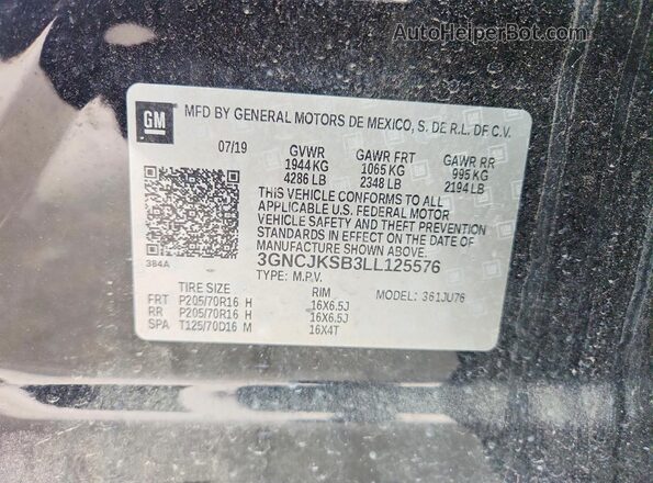 3GNCJKSB3LL125576 2020 CHEVROLET TRAX Черный Вид подкапотного пространства