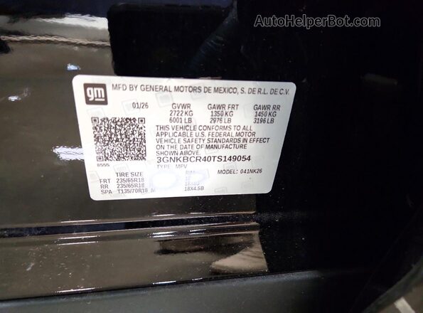 3GNKBCR40TS149054 2026 CHEVROLET BLAZER Black სალონის 360-გრადუსიანი ხედი