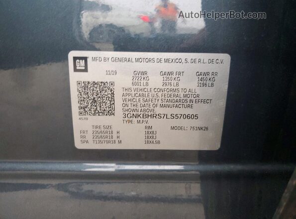 3GNKBHRS7LS570605 2020 CHEVROLET BLAZER Gray Vista interior de 360 grados