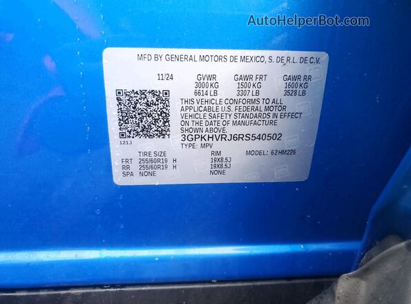 3GPKHVRJ6RS540502 2024 HONDA PROLOGUE Синий Вид наклейки с VIN-кодом