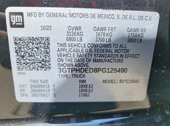 3GTPHDED8PG125490 2023 GMC SIERRA Black Շարժիչի բաժամունքի տեսք