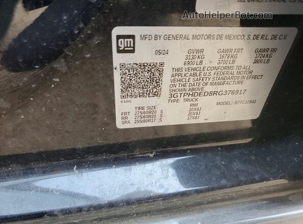 3GTPHDED8RG376917 2024 GMC SIERRA Black Vista de la etiqueta del VIN