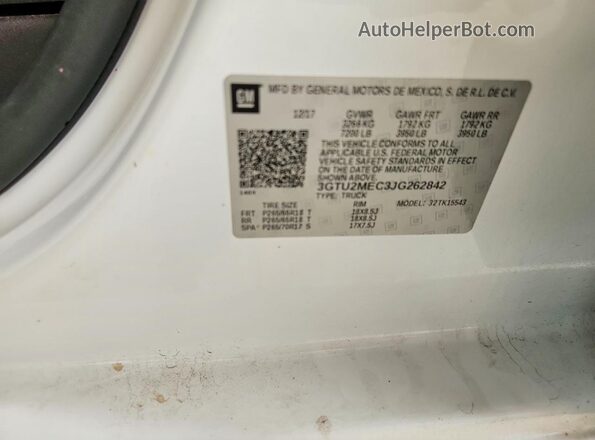 3GTU2MEC3JG262842 2018 GMC SIERRA Белый Вид подкапотного пространства