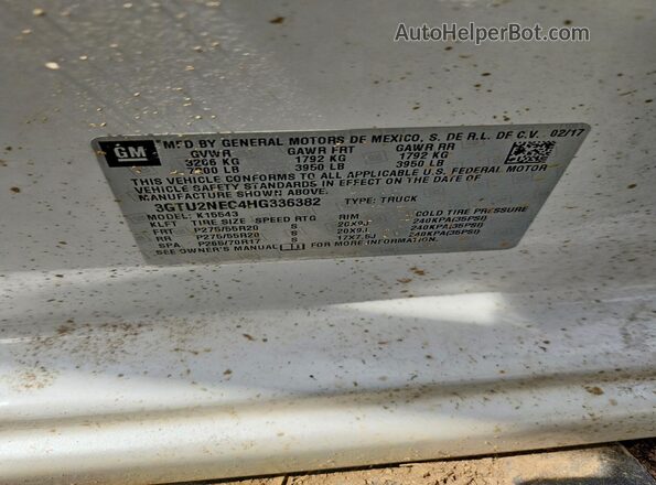 3GTU2NEC4HG336382 2017 GMC SIERRA White Вид підкапотного простору