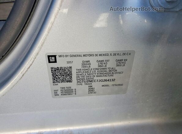 3GTU2NEC7JG264132 2018 GMC SIERRA Silver ძრავის განყოფილების ხედი