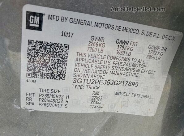 3GTU2PEJ5JG217899 2018 GMC SIERRA Gray Widok komory silnika