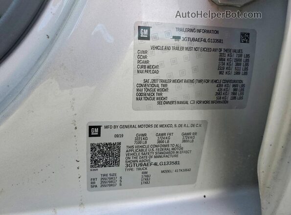 3GTU9AEF4LG133581 2020 GMC SIERRA Silver Engine compartment view