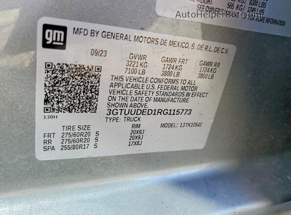 3GTUUDED1RG115773 2024 GMC SIERRA Silver Вид підкапотного простору