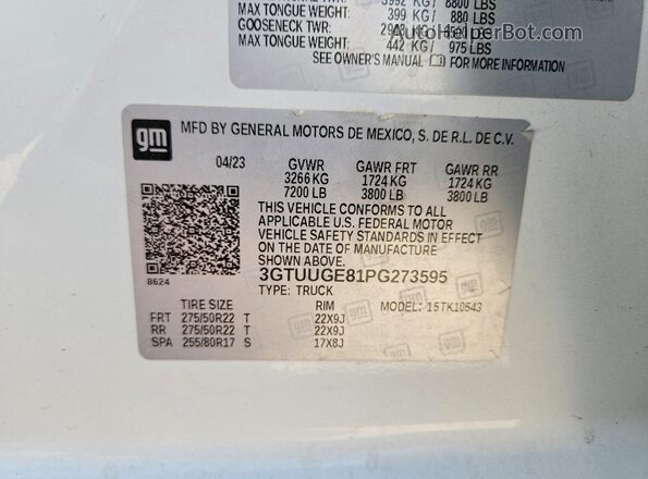 3GTUUGE81PG273595 2023 GMC SIERRA White Engine compartment view