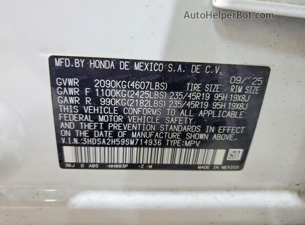 3HDSA2H59SM714936 2025 ACURA ADX Белый Панорамный вид салона 360°
