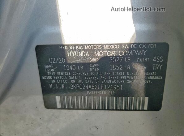 3KPC24A62LE121951 2020 HYUNDAI ACCENT Silver Շարժիչի բաժամունքի տեսք