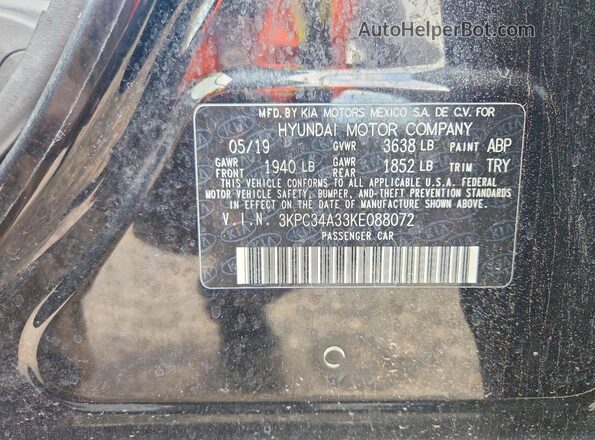 3KPC34A33KE088072 2019 HYUNDAI ACCENT Black Вид підкапотного простору