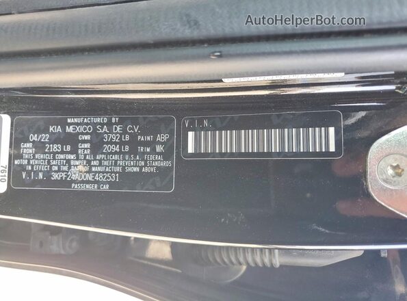 3KPF24AD0NE482531 2022 KIA FORTE Black Вид підкапотного простору