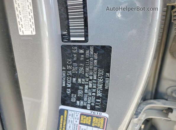 3KPF24AD1NE473031 2022 KIA FORTE Silver Вид підкапотного простору