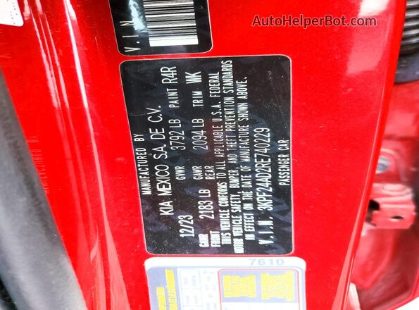 3KPF24AD2RE740229 2024 KIA FORTE Red Widok komory silnika